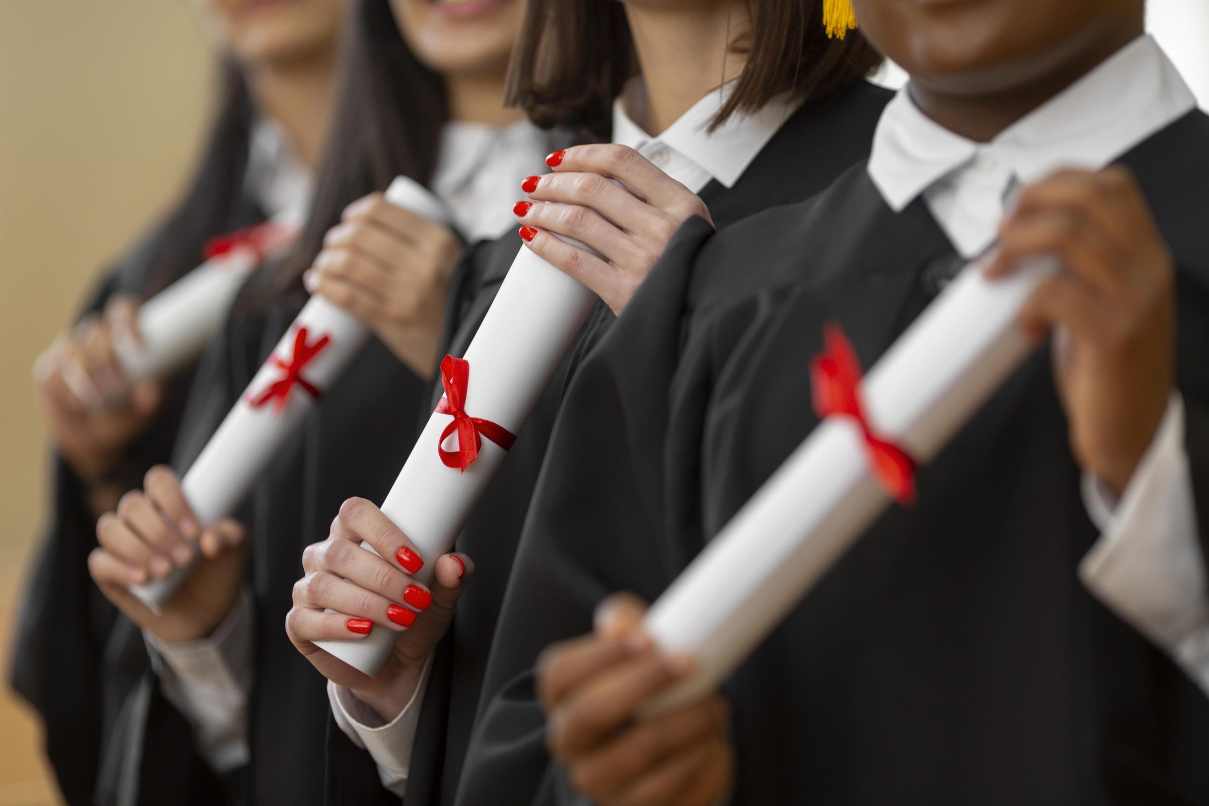 Estudiantes con sus diplomas celebrando un logro académico